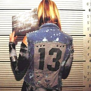 Vintage Distressed Denim vest with Heather gray 13 patch size medium/small